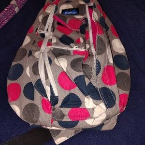 Kavu Women's Sling Bag - Gray, Pink, White Polka Dots